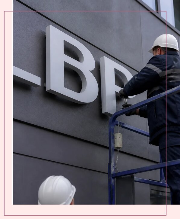 Изготовление и монтаж наружных букв на подложке в Нефтеюганске